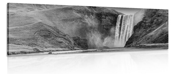 Tablou cascadă iconică în Islanda în design alb-negru
