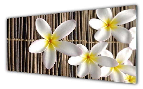 Tablou pe sticla Flori Floral alb