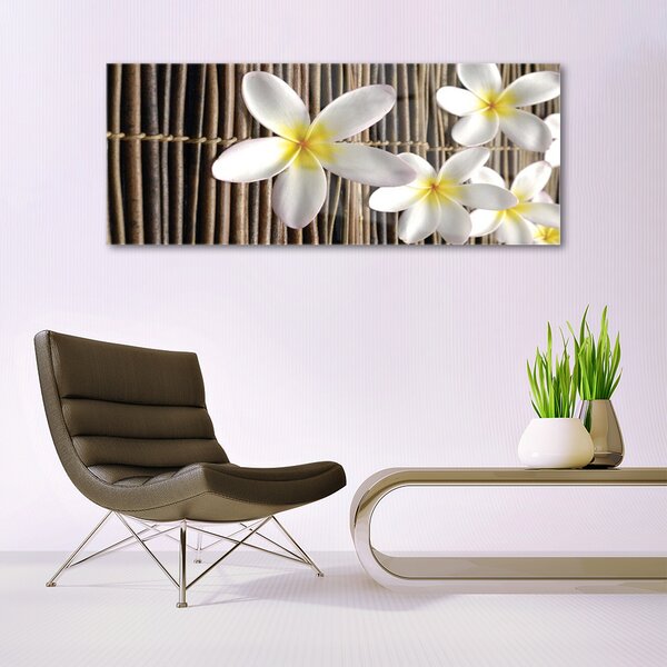 Tablou pe sticla Flori Floral alb