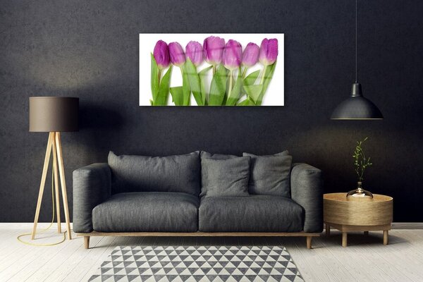 Tablou pe sticla Lalele Floral Roșu Verde