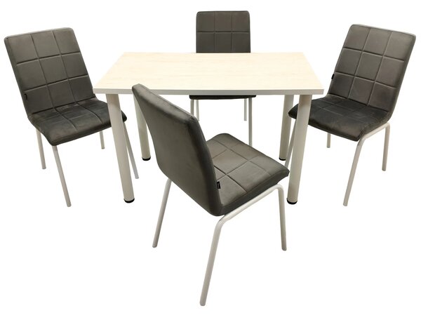 Set Masa de bucatarie Tibur DENVER cu 4 Scaune Miami catifea Gri