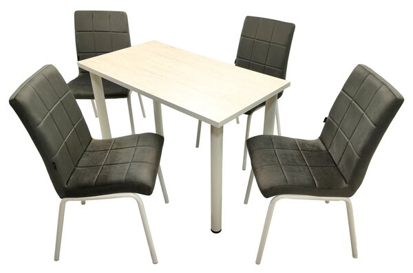 Set Masa de bucatarie Tibur DENVER cu 4 Scaune Miami catifea Gri