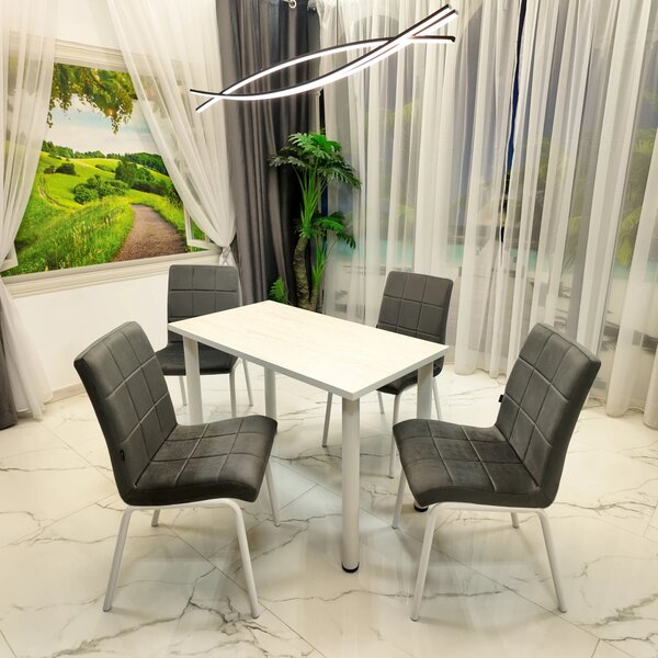 Set Masa de bucatarie Tibur DENVER cu 4 Scaune Miami catifea Gri
