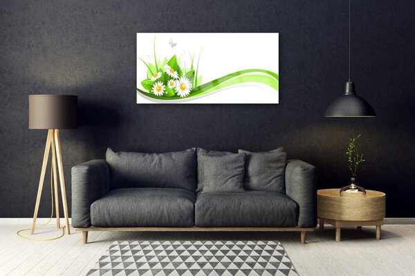 Tablou pe sticla Rezumat Arta Verde Alb Galben