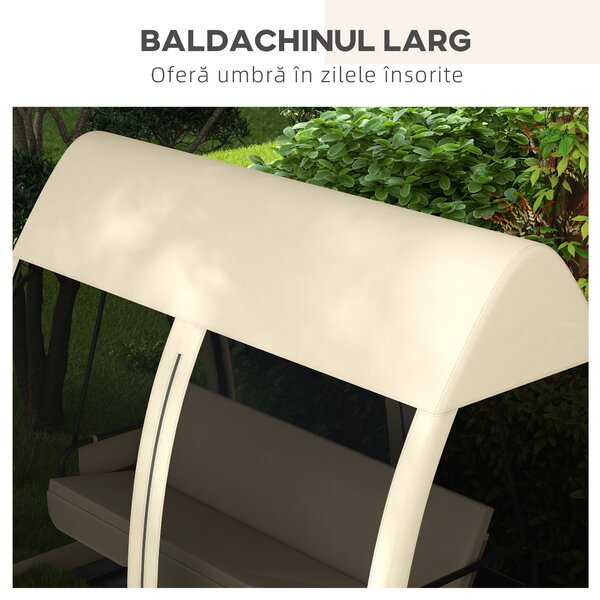 Outsunny Balansoar de Grădină 2-în-1 Convertibil în Pat cu Perne, Husă și Plasă de Țânțari, 240x140x197 cm, Cafeniu | Aosom Romania