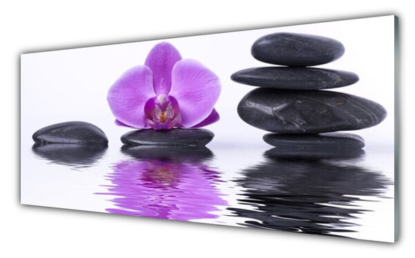 Tablou pe sticla Pietrele de flori Arta Roz Gri