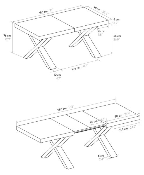 Masa Linda extensibila ,blat pal, picior lemn - BLAT ALB, PICIOR NEGRU - 160 cm / 90 cm / h 77