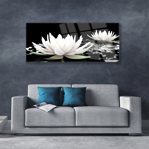 Tablouri acrilice Flori Floral Alb Negru