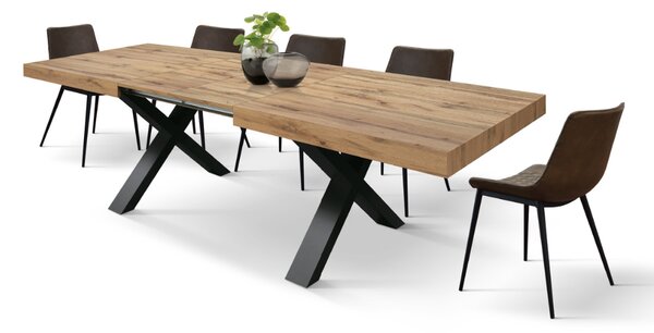 Masa Linda extensibila ,blat pal, picior lemn - BLAT ALB, PICIOR NEGRU - 160 cm / 90 cm / h 77