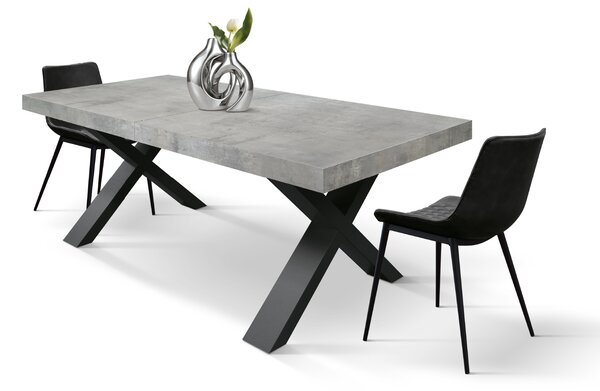 Masa Linda extensibila ,blat pal, picior lemn - BLAT GRI, PICIOR NEGRU - 160 cm / 90 cm / h 77