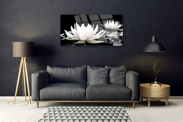 Tablouri acrilice Flori Floral Alb Negru
