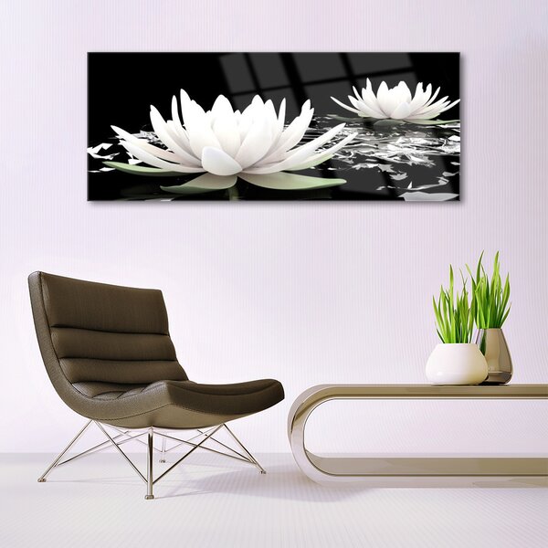 Tablouri acrilice Flori Floral Alb Negru