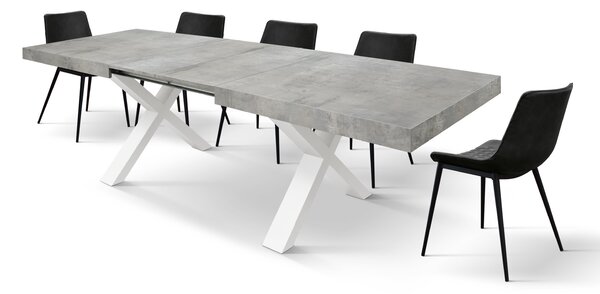 Masa Linda extensibila - BLAT GRI CIMENT, PICIOR ALB - 160 cm / 90 cm / h 77