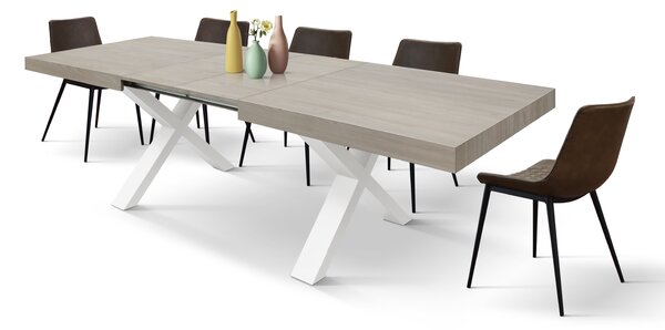 Masa Linda extensibila - BLAT BEJ TAUPE, PICIOR ALB - 160 cm / 90 cm / h 77