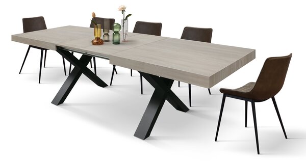 Masa Linda extensibila ,blat pal, picior lemn - BLAT ULM, PICIOR NEGRU - 160 cm / 90 cm / h 77