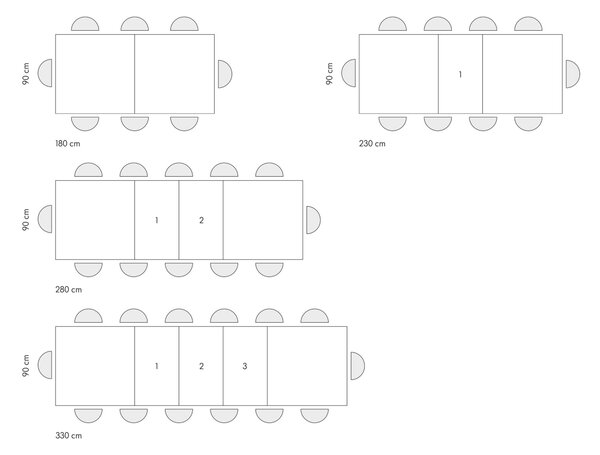 MASA BIG FAMILY, picior X, 480 cm - GRI CIMENT - 160 cm / 90 cm / h 77