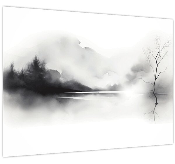 Tablou - pictură cu cerneală de peisaj (70x50 cm)