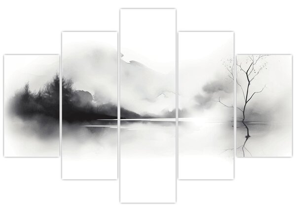 Tablou - pictură cu cerneală de peisaj (150x105 cm)