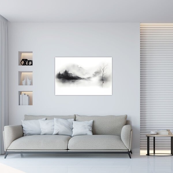 Tablou - pictură cu cerneală de peisaj (90x60 cm)