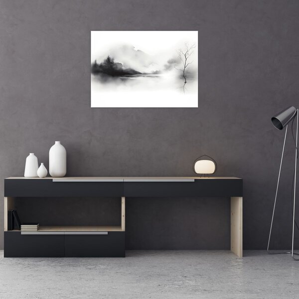 Tablou - pictură cu cerneală de peisaj (70x50 cm)