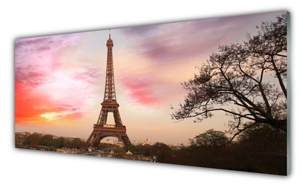 Panou sticla bucatarie Turnul Eiffel din Paris Arhitectura Brun Galben Verde