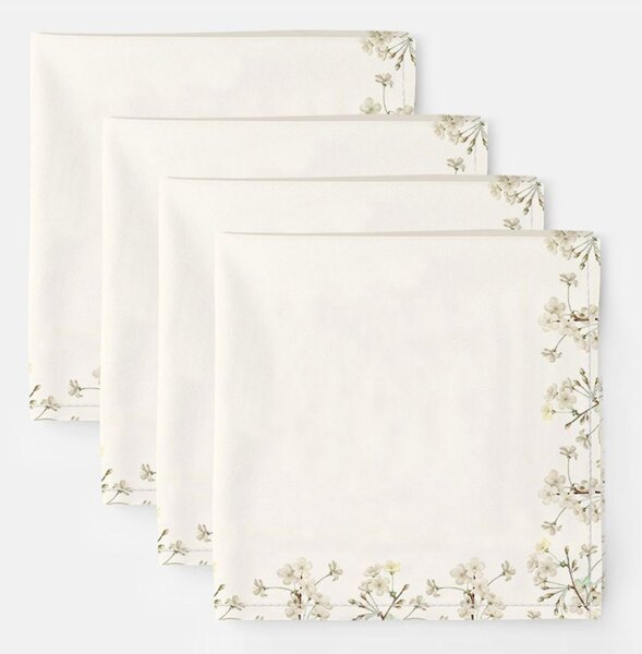 Servet masa 45x45cm Paste, set 4 bucati din bumbac, Club Cotton, YoYo cu flori de mar