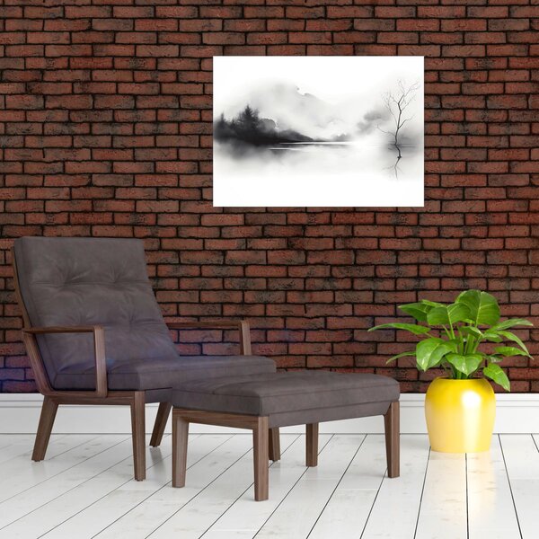Tablou - pictură cu cerneală de peisaj (70x50 cm)