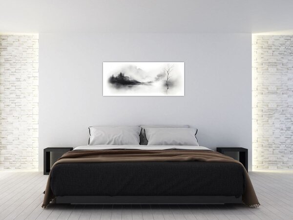 Tablou - pictură cu cerneală de peisaj (120x50 cm)