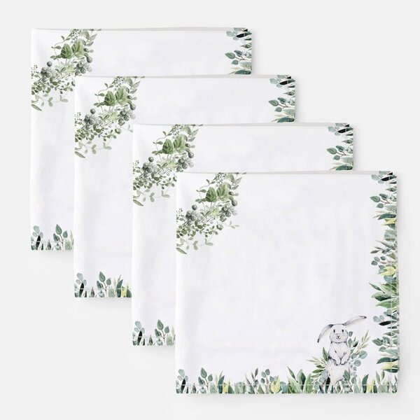 Servet masa 45x45cm Paste, set 4 bucati din bumbac, Club Cotton, Gizmo cu iepurasi