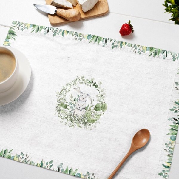 Suport farfurie Paste 35x45cm, set 4 bucati din bumbac, Club Cotton, Gizmo cu iepurasi