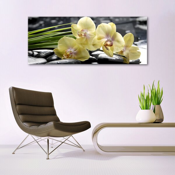 Tablou pe sticla Flori Floral Galben