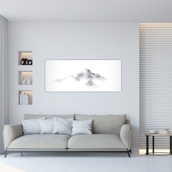 Tablou - Pictură cu cerneală de munți (120x50 cm)