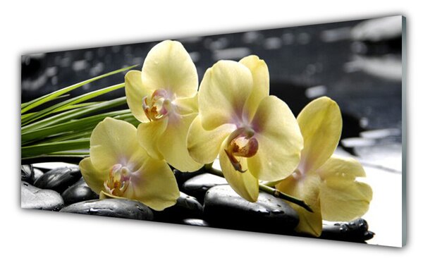 Tablou pe sticla Flori Floral Galben