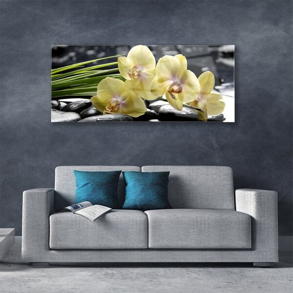 Tablou pe sticla Flori Floral Galben