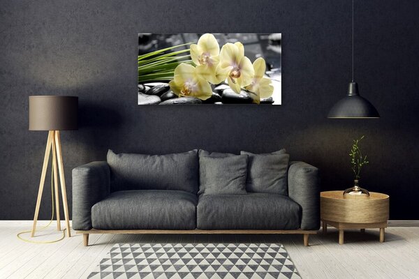 Tablou pe sticla Flori Floral Galben