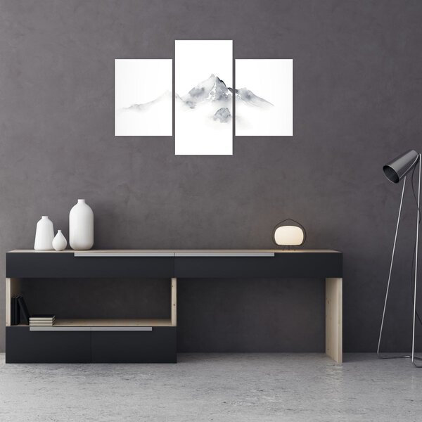 Tablou - Pictură cu cerneală de munți (90x60 cm)