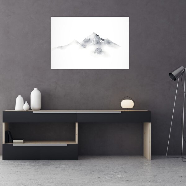 Tablou - Pictură cu cerneală de munți (90x60 cm)