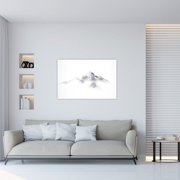 Tablou - Pictură cu cerneală de munți (90x60 cm)