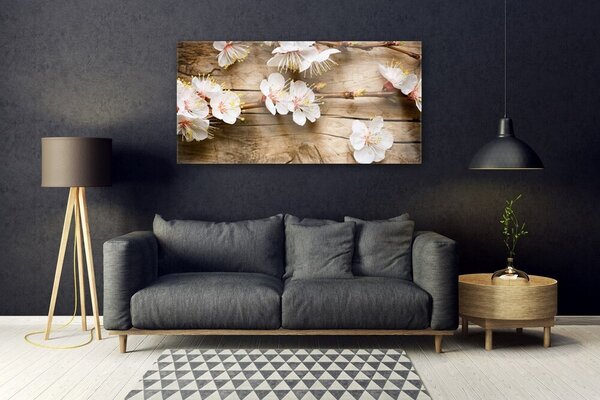 Tablou pe sticla Flori Floral alb