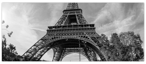 Tablou - Turnul Eiffel, alb-negru (120x50 cm)