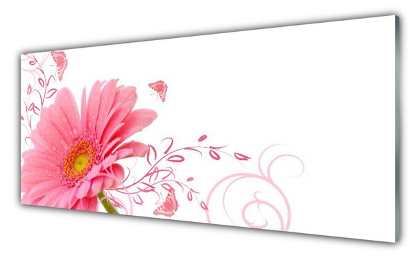 Tablou pe sticla Florale flori roz