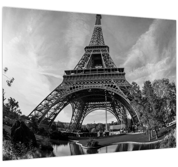 Tablou - Turnul Eiffel, alb-negru (70x50 cm)