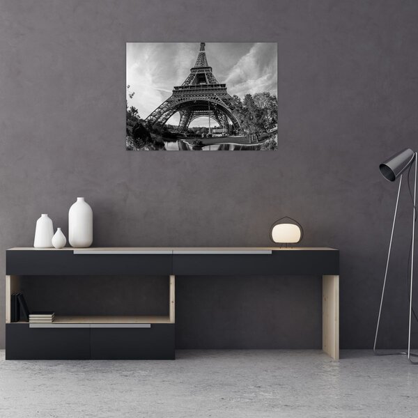 Tablou - Turnul Eiffel, alb-negru (70x50 cm)
