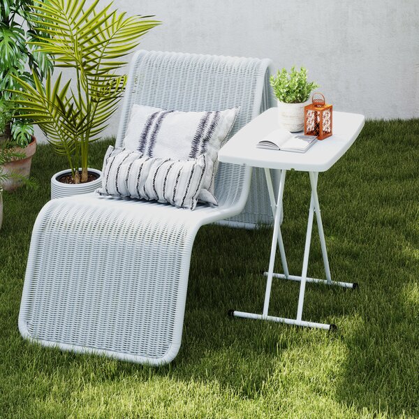 Outsunny Măsuță de Cafea Pliabilă, Reglabilă pe Înălțime și Portabilă, cu Blat HDPE și Cadru Metalic, 76x50x74 cm, Alb | Aosom Romania