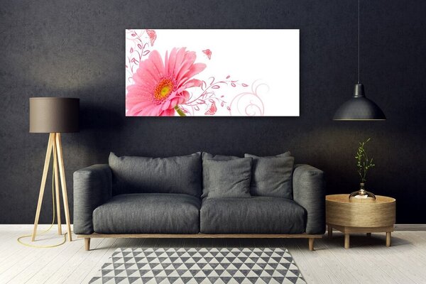 Tablou pe sticla Florale flori roz