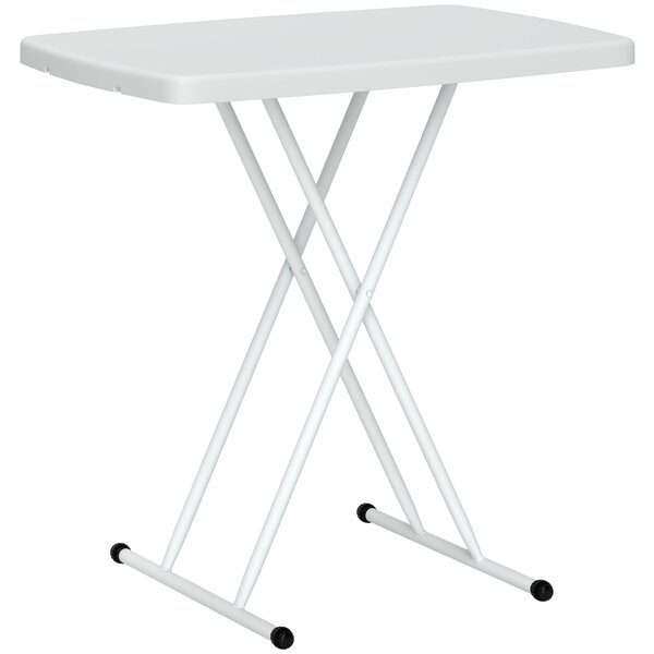 Outsunny Măsuță de Cafea Pliabilă, Reglabilă pe Înălțime și Portabilă, cu Blat HDPE și Cadru Metalic, 76x50x74 cm, Alb | Aosom Romania