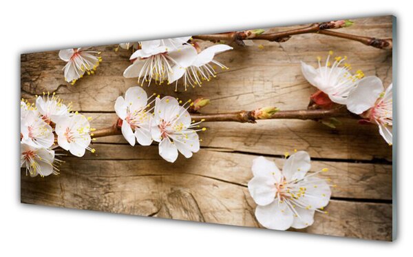 Tablou pe sticla Flori Floral alb