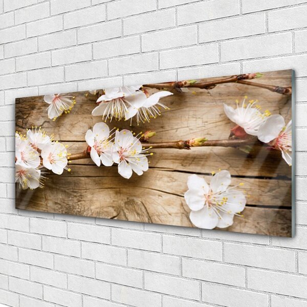 Tablou pe sticla Flori Floral alb