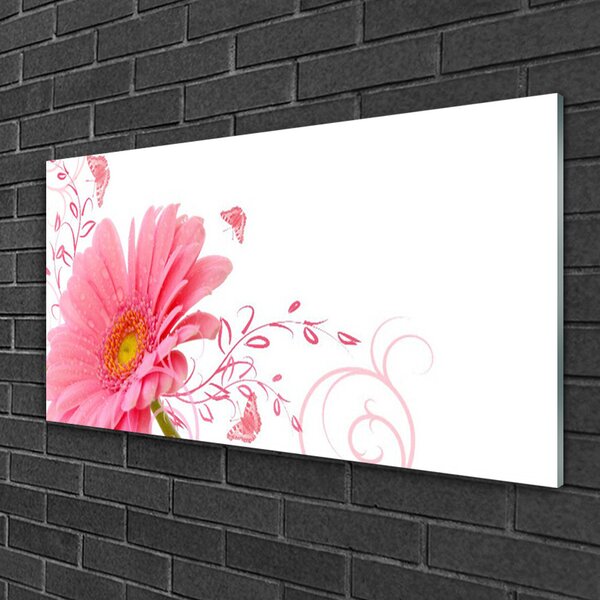 Tablou pe sticla Florale flori roz