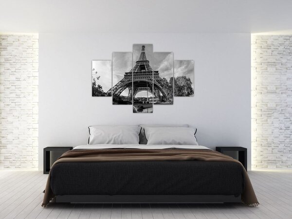 Tablou - Turnul Eiffel, alb-negru (150x105 cm)